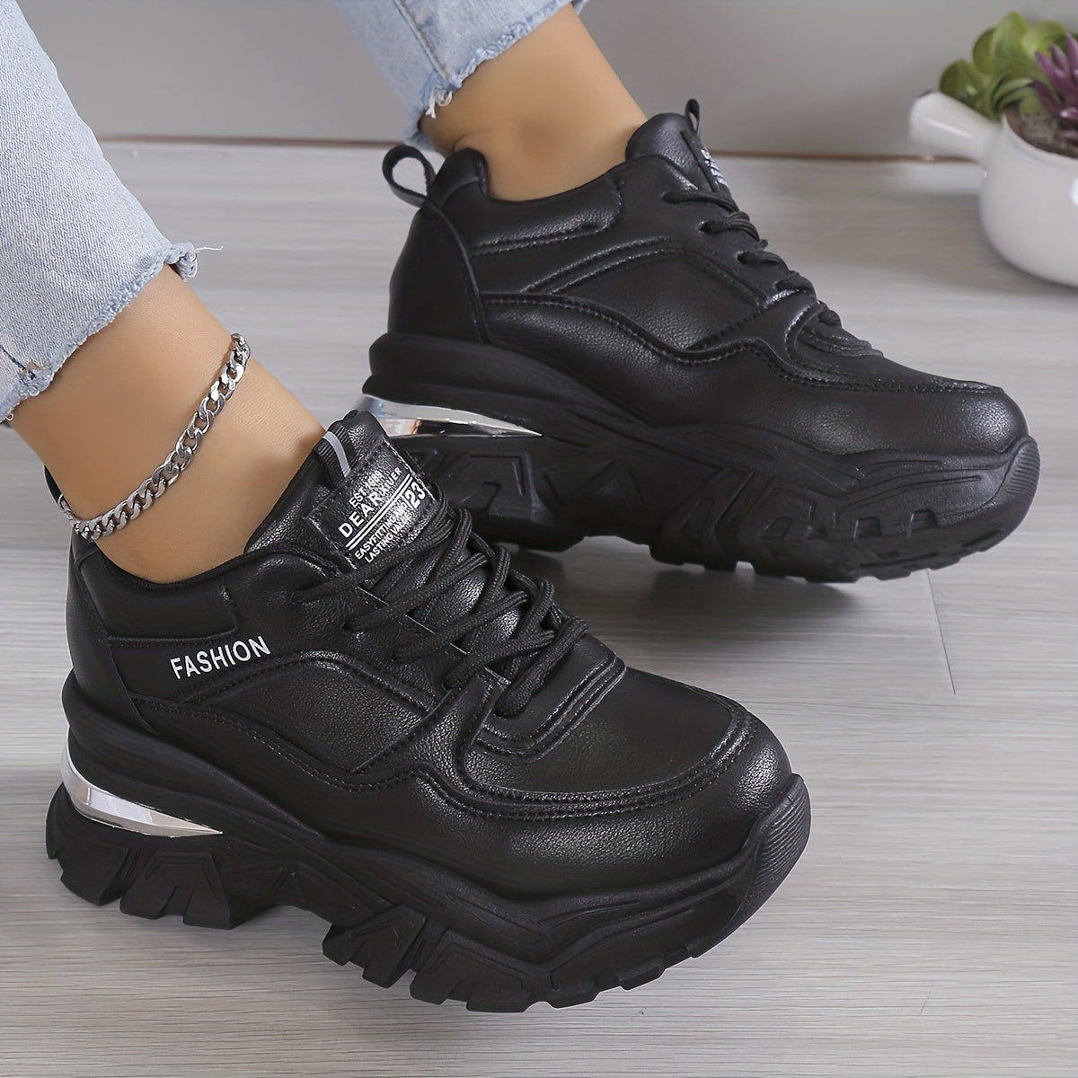 Women'S Platform Sneaker, Fashion Lace-up Outdoor Shoes, Comfortable Low-Top Sneaker