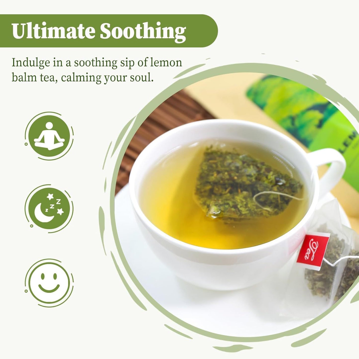 FullChea - Lemon Balm Tea Bag, 60 Teabags, 1.5g/ bag - Premium Lemon Balm Herb - Melissa Officinalis - Caffeine-free