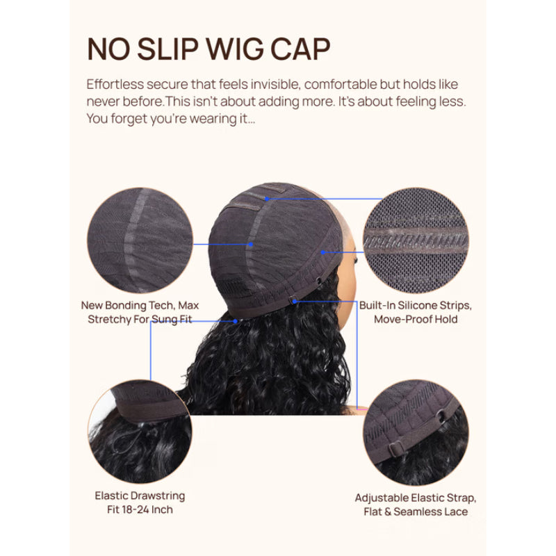 Nadula 7x5 Lace No Slip Wig Feathered Layer Side Part 200% Density Human Hair Glueless Wig with Invisible Drawstring Put On And Go Pre-Cut Lace Pre-bleached Knots Pre-Plucked Hairline