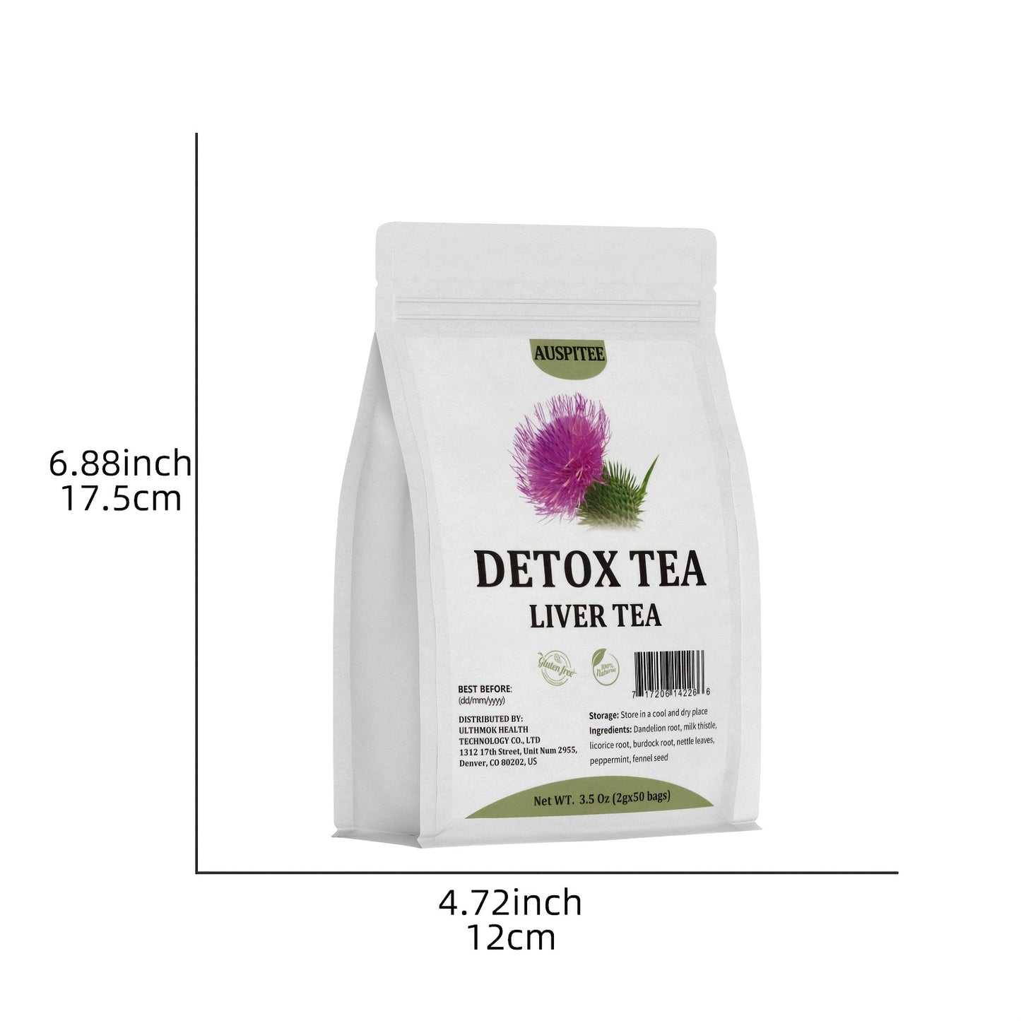 Detox Tea Dandelion Root Licorice Root Mint Burdock Root Nettle Leaf Tea Blend 3.5 Oz (2g X 50 Bags) A Herbal Tea Perfect For Afternoon Tea With No Additives Or Caffeine And Perfect For Gifting.