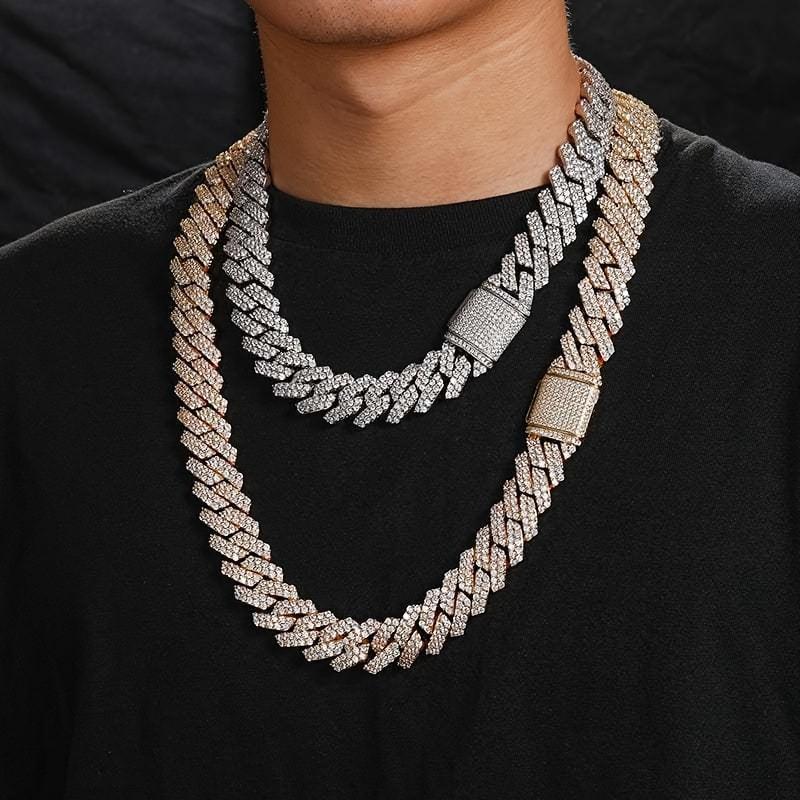 Elegant 925 Sterling Silvery Cuban Chain Necklace with Moissanite, Perfect for Weddings, Anniversaries & Everyday Fashion