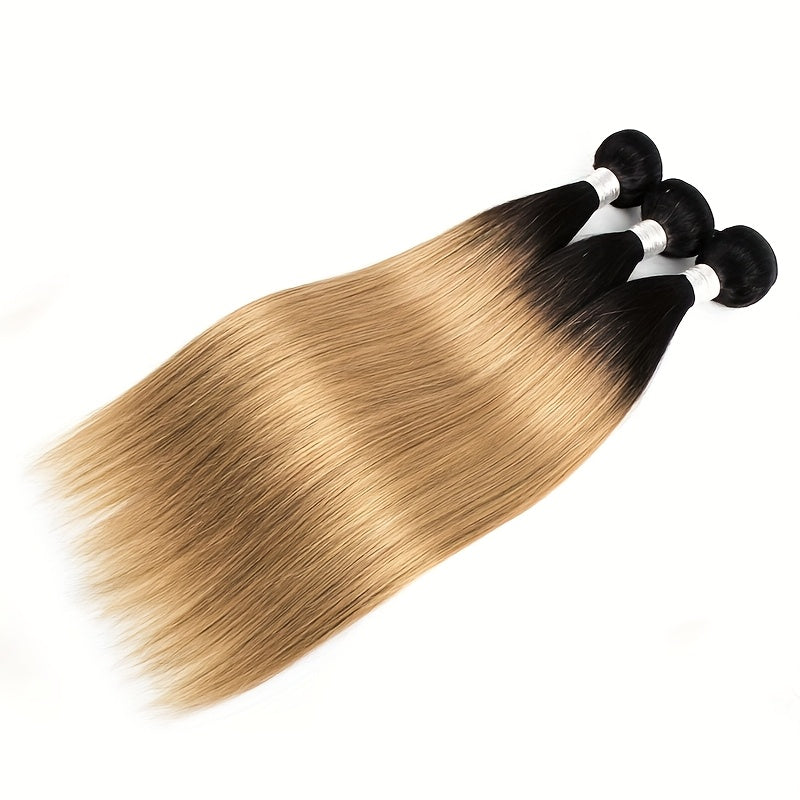 Brazilian Straight Human Hair Bundles Ombre Brown 1B 27 Colored Human Hair Weave Bundles for Women Remy Hair