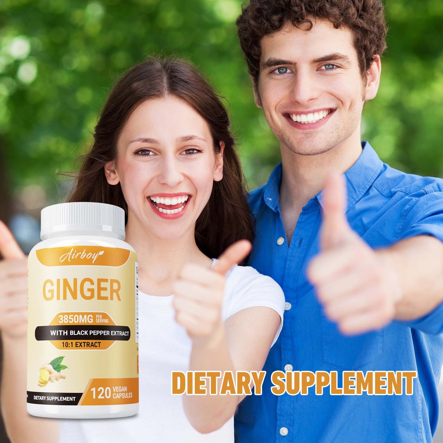 Ginger Capsules - with Black Pepper Fruit, Supports Immune and Digestive Health - 120pcs