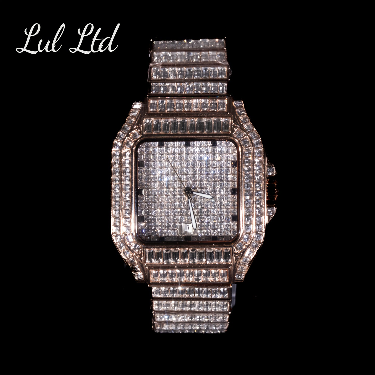 Luxury Hip Hop Square Watch Full Rhinestone Stage Performance Wristwatch, Geometric Glow-in-the-Dark Dress Watch for Christmas Thanksgiving Valentine's Gifts