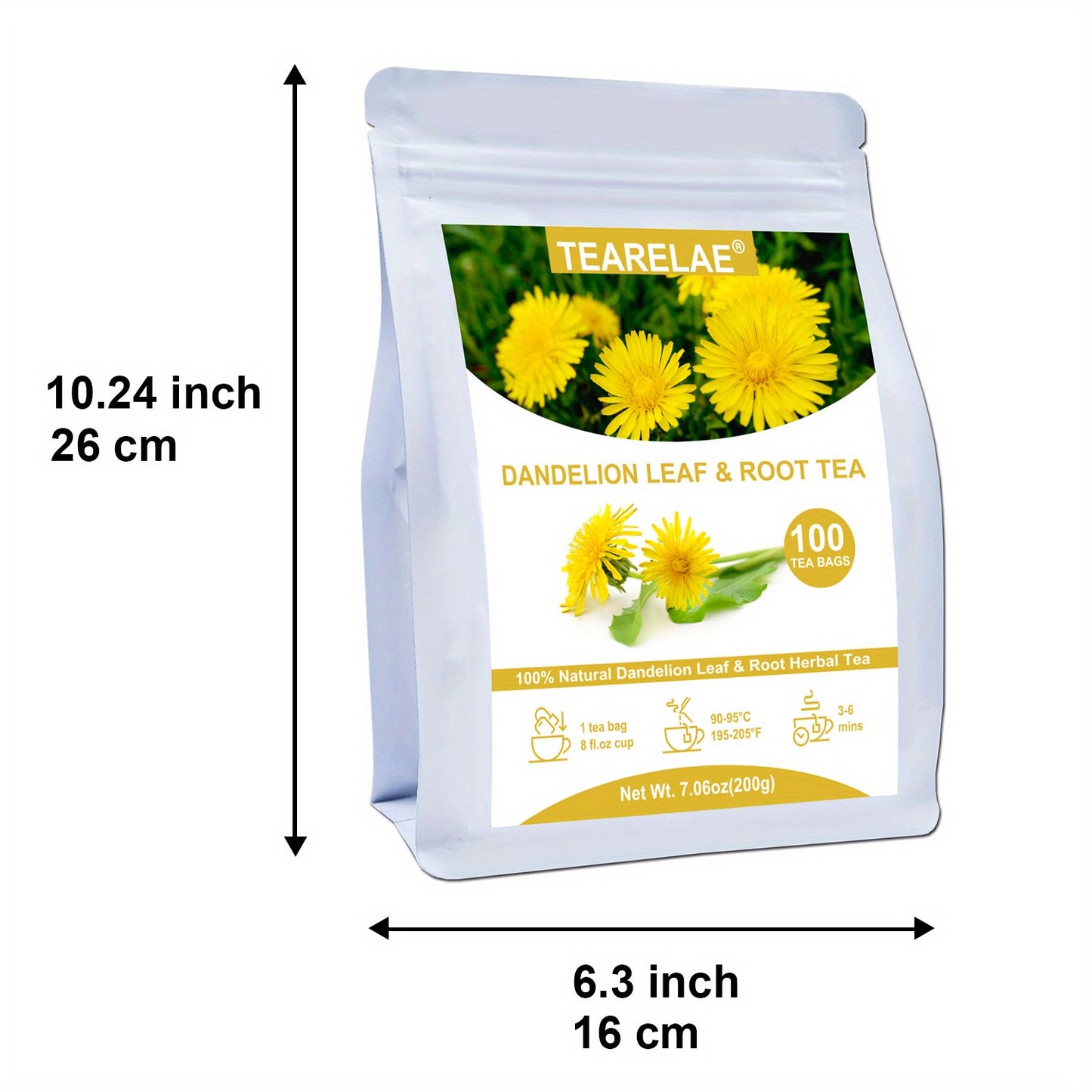 TEARELAE - Dandelion Leaf & Root Tea - Caffeine-free Herbal Tea - Dandelion Tea Bags - 7.06 oz