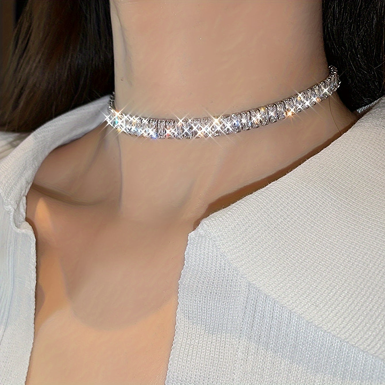 Chunky Shiny Tennis Necklace Ladies Party Necklace For Wife And Friends Pendant Necklace Chain Necklace Charm Necklace Chocker Statement Necklace