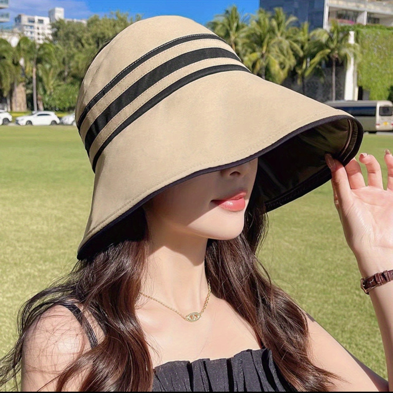 1pc Women's Summer Hat Female Outdoor Beach UV Protection Breathable Empty Top Hats Lady Foldable Hollow Scallop Cap