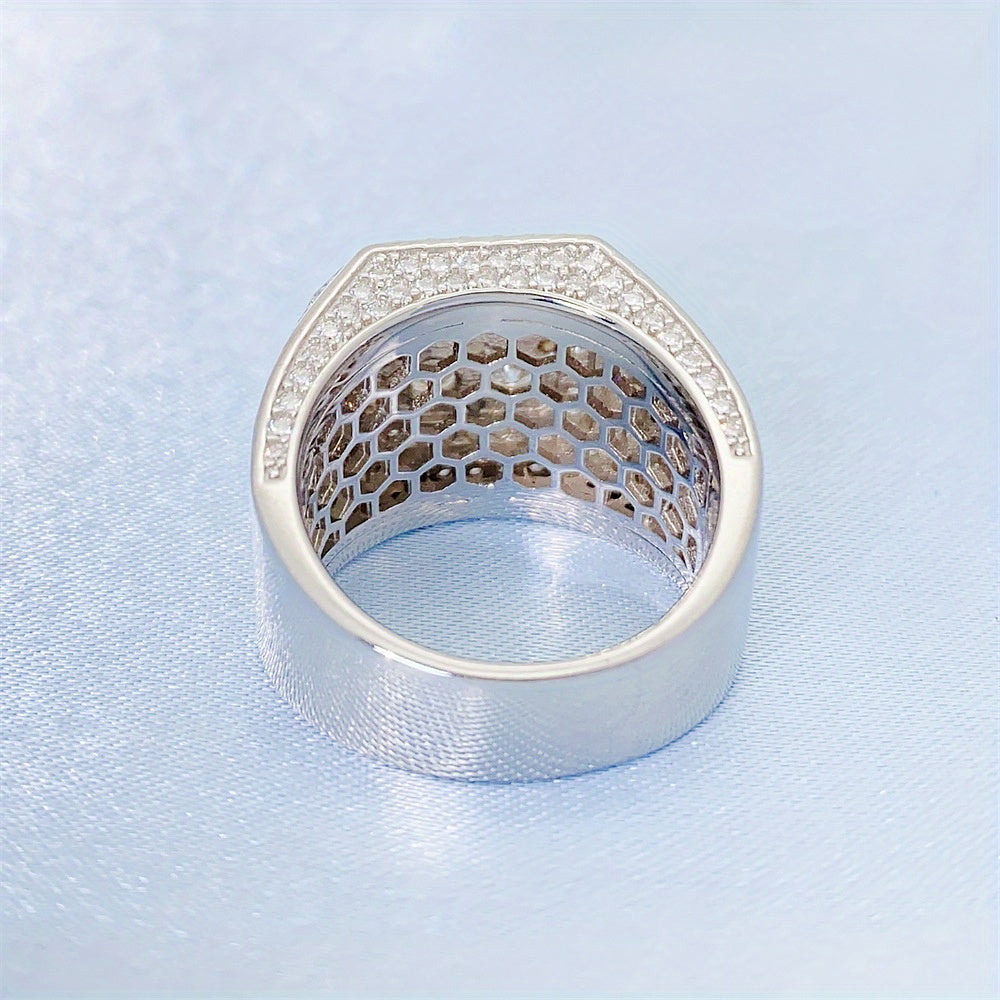 Hip Hop New S925 Silver Moissanite Men's Ring Light Luxury Ring Trend Fashion Party Street Photo Gift Customization 18k Gold Plated