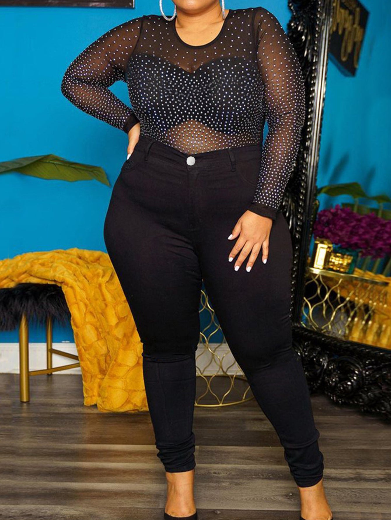 Plus Size Skinny Black Jeans For Women Full Length Stretchy Denim Jeans Pants Full Length Pencil Denim Jeans Pants