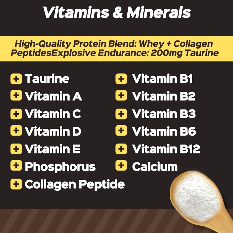 Protein Nutrition Powder - Banana Milk Flavor With Taurine & 12 Vitamins - 3.53LB