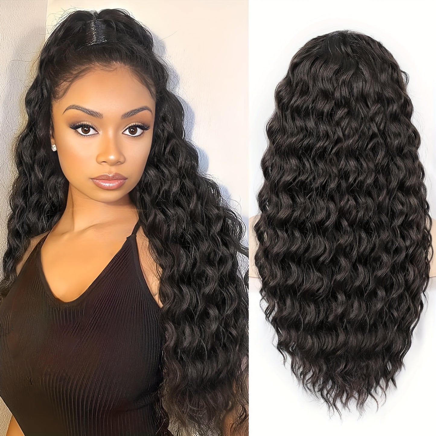 1Pcs Curly Ponytail Extension Drawstring Ponytail For Women Black Mixed Medium Auburn Curly Clip In Hair Extensions 20 Inch Ponytail Extension Synthetic Hairpiece For Daily Party