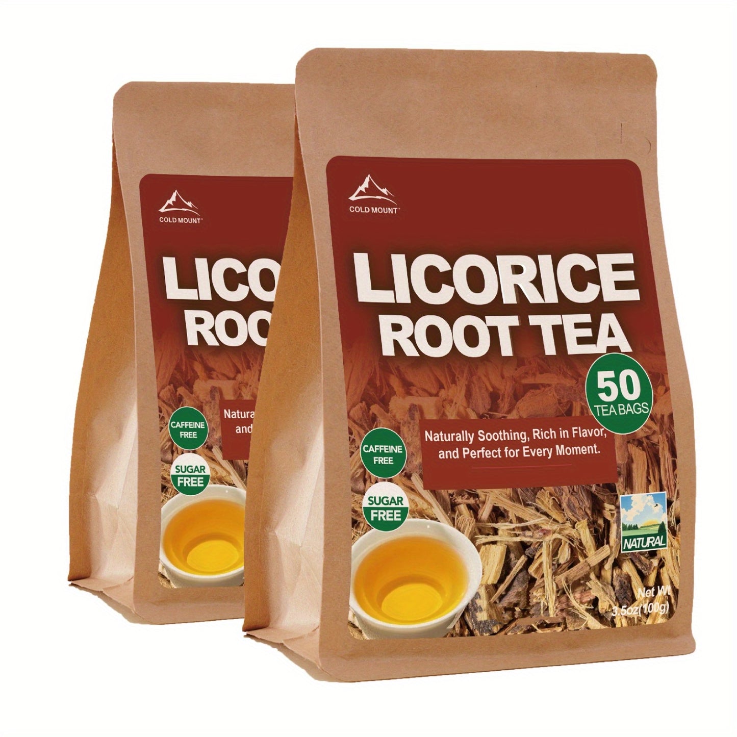 Licorice Root Tea, Sweet Flavor Herbal Tea Bags, Soothing & Tangy Flavor, Caffeine-free, Sugar Free, 50 Tea Bags, Ideal for Men & Women