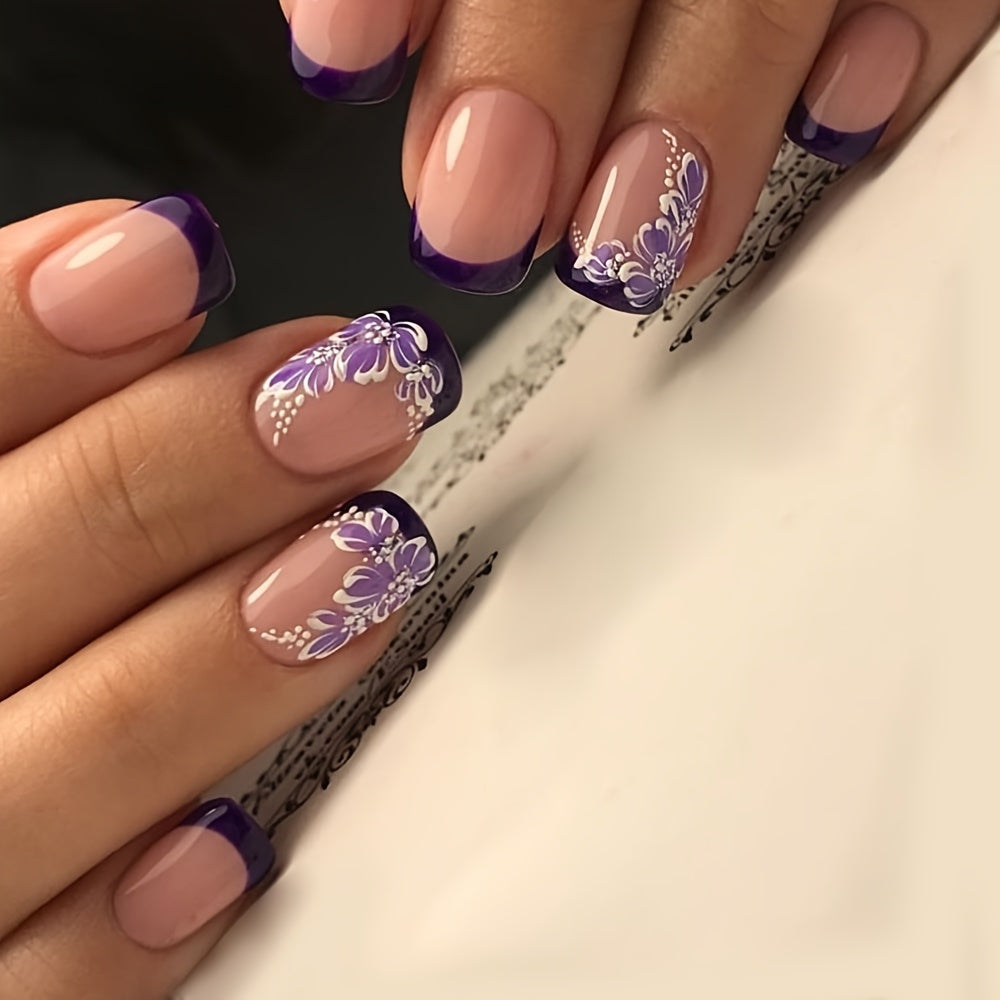 48pcs Cute Petals Creative Design Patch Nail Gradient Wearable Manicure Nail Art Patch Daily Party Holiday Party Great Choice Perfect Gift Giving