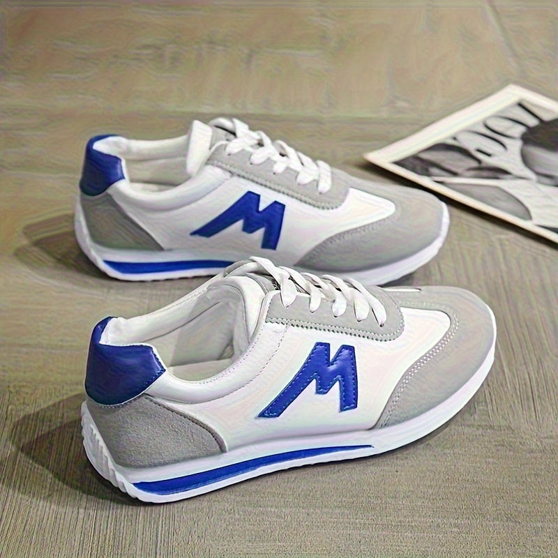 Women'S Lightweight Casual Sneakers, Fashionable White with Black, Red, Yellow, Green, and Navy Blue Accents, EVA Sole Running Shoes, Lace-up, Low-cut Design, Suitable for All Seasons