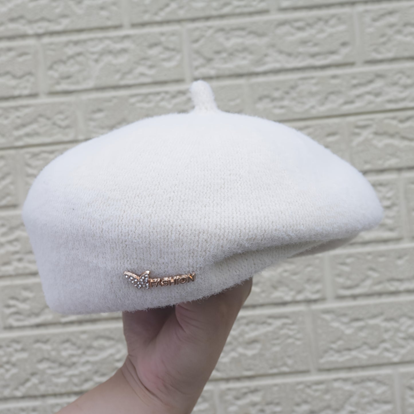 1pc Women's Rich Red Wool Beret Hat with Rhinestone Butterfly & Letter Embellishments - 3D Structured Painter-Style Wedding & Special Occasion Accessory, Breathable Non-Stretch Fit, Stylish Letter Motif, Decorative Elements