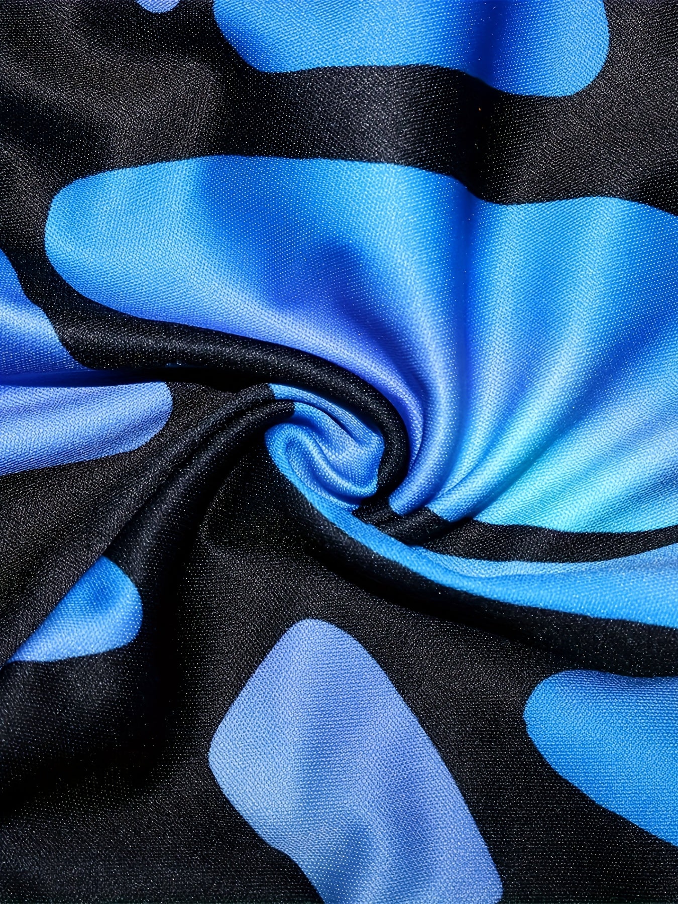 Women's Off-Shoulder Geometric Print Jumpsuit - Stretchy Machine-Washable Casual Pantsuit for All Seasons, Blue & Black Bold Pattern, Versatile Day to Night Wear, Summer Fashion, Butterfly Pattern, Stretchy Fabric