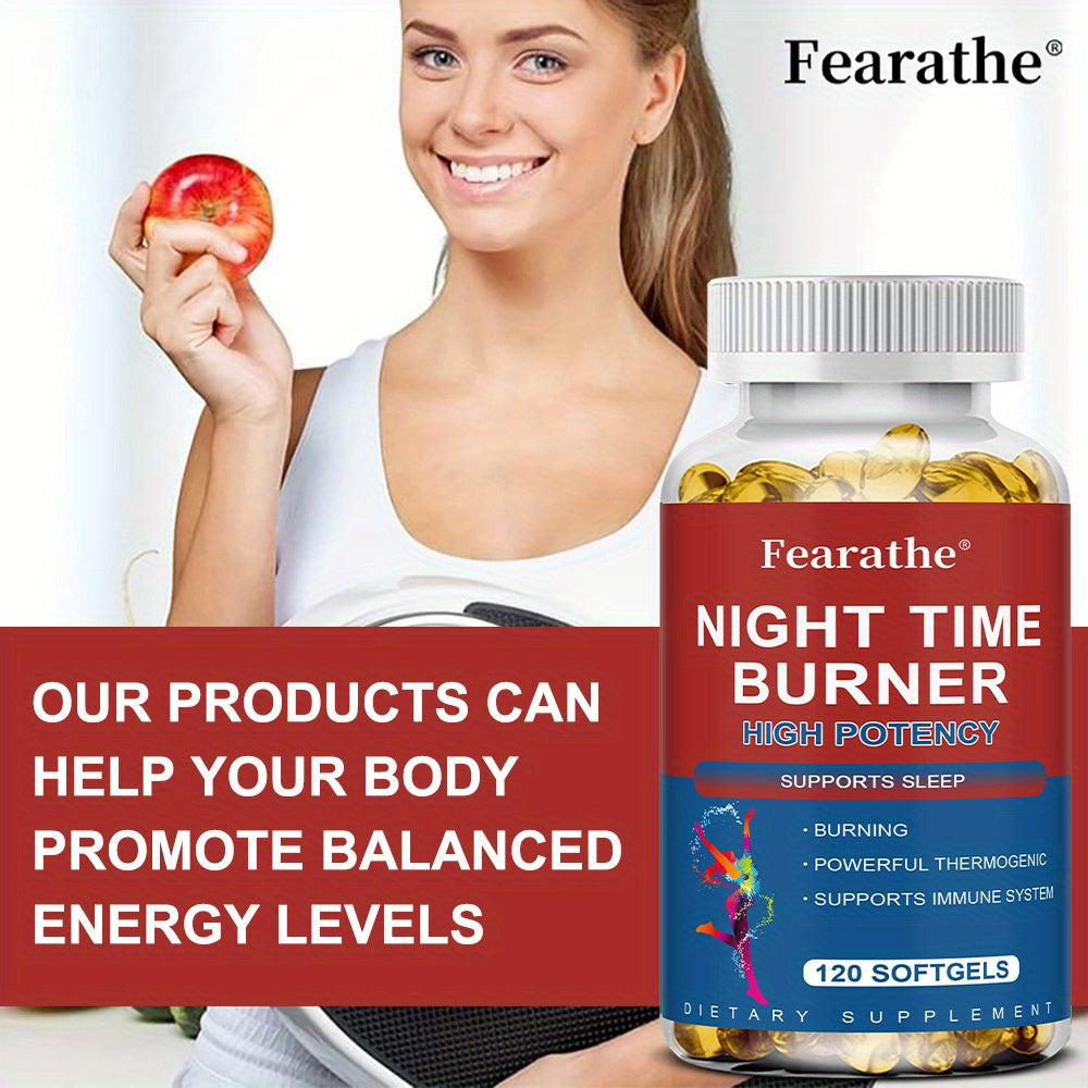Night Burner, High Potency Formula - White Kidney Bean, Caffeine, L-Theanine HCl - 120 Softgels