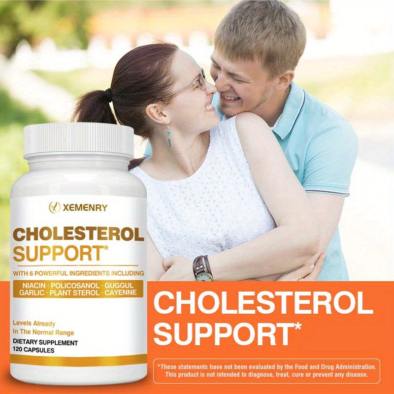 Cholesterol Support - with Niacin, Plant Sterol, Cayenne Pepper, Garlic Bulb Powder, Antioxidant - 120pcs