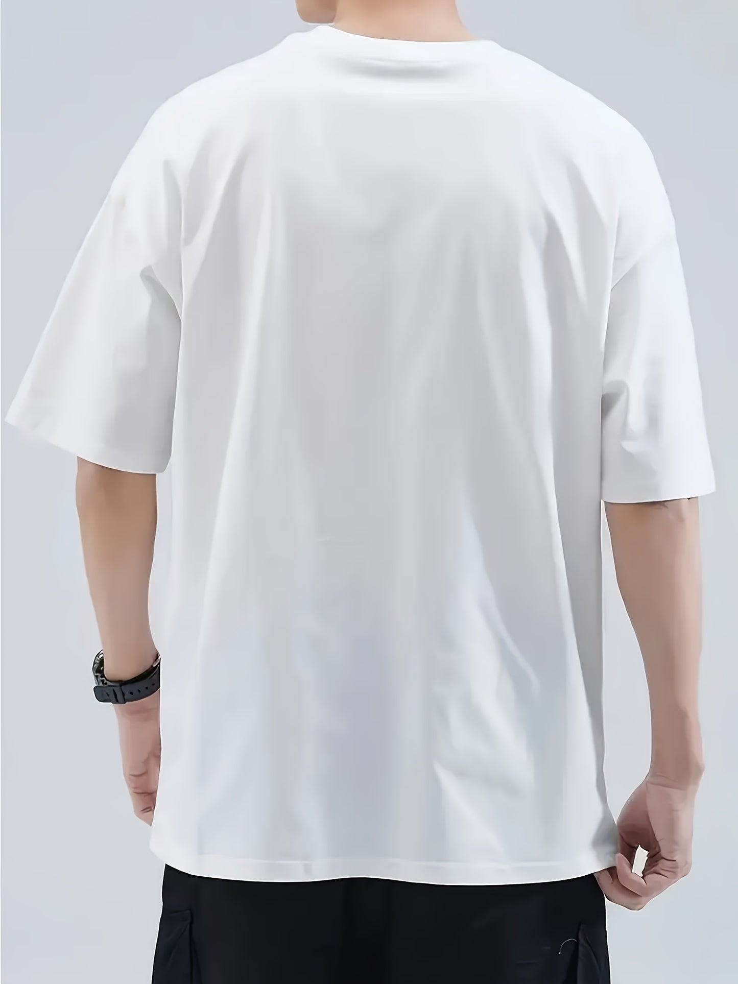 Plus Size T-shirt, This White Regular Fit 100% Cotton Short Sleeve Round Neck T-Shirt for Men Features Simple Design, Durable Fabric, and Striking Prints, Ideal for Everyday Use and Everyday Style