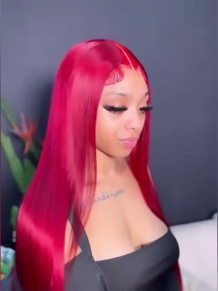 Black Friday 180% Density Long 13x4 Red Straight Wigs for Women Pre-plucked Baby Hair Brazilian Virgin Straight Wigs Lace Front Long Human Hair Wigs
