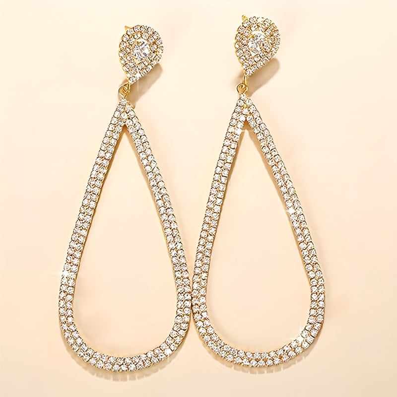 Simple Rhinestone Earrings for Brides, Featuring Chandelier And Tassel Designs, Perfect for Halloween with a Long Style That Sparkles.