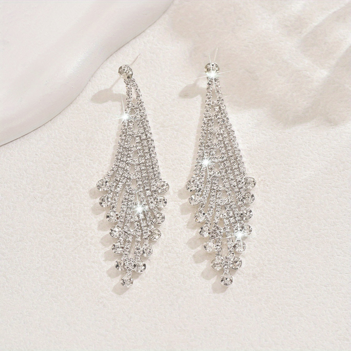 Women' Long Rhombus/ Earrings with Tassels - K Plated Sparkling Retro- Dangle Earrings Suitable for Daily Wear & Party Accessories, Year-Round Elegant Statement