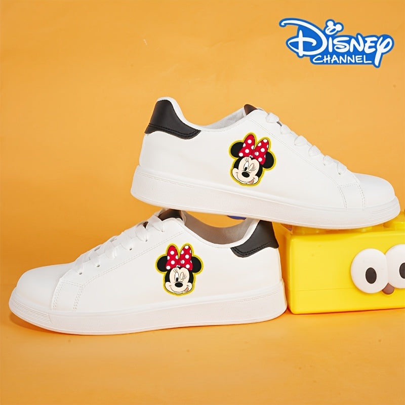 Disney Minnie Mouse Series Sneakers - Cute Print Low-Top Casual Shoes with Round Toe, Lightweight Microfiber Upper & EVA Sole, Perfect for Outdoor Activities, Family Gatherings, and Holiday Gifts, Black and White Styles Avail