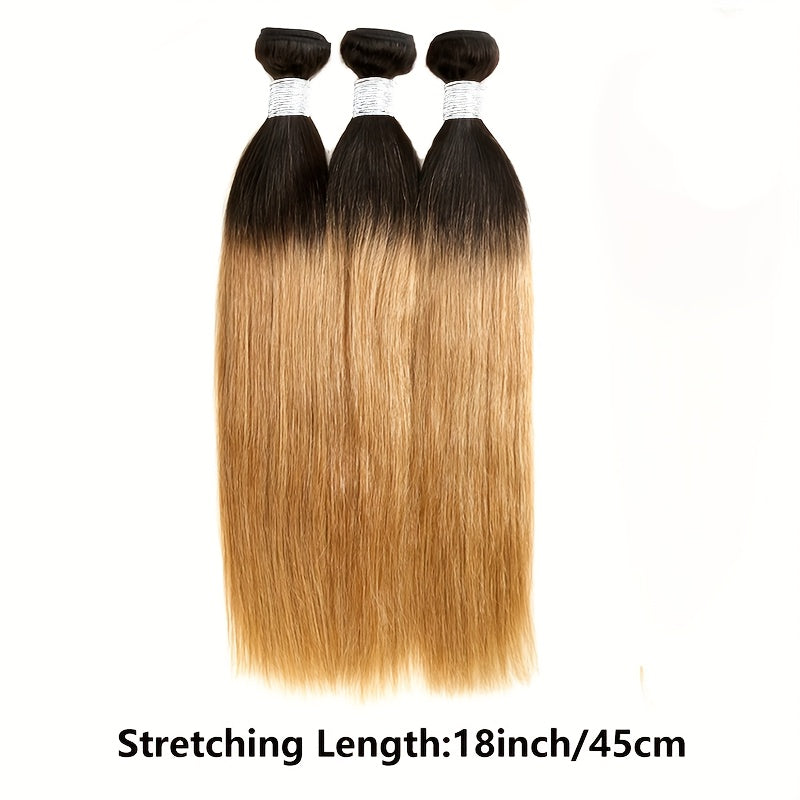 Brazilian Straight Human Hair Bundles Ombre Brown 1B 27 Colored Human Hair Weave Bundles for Women Remy Hair