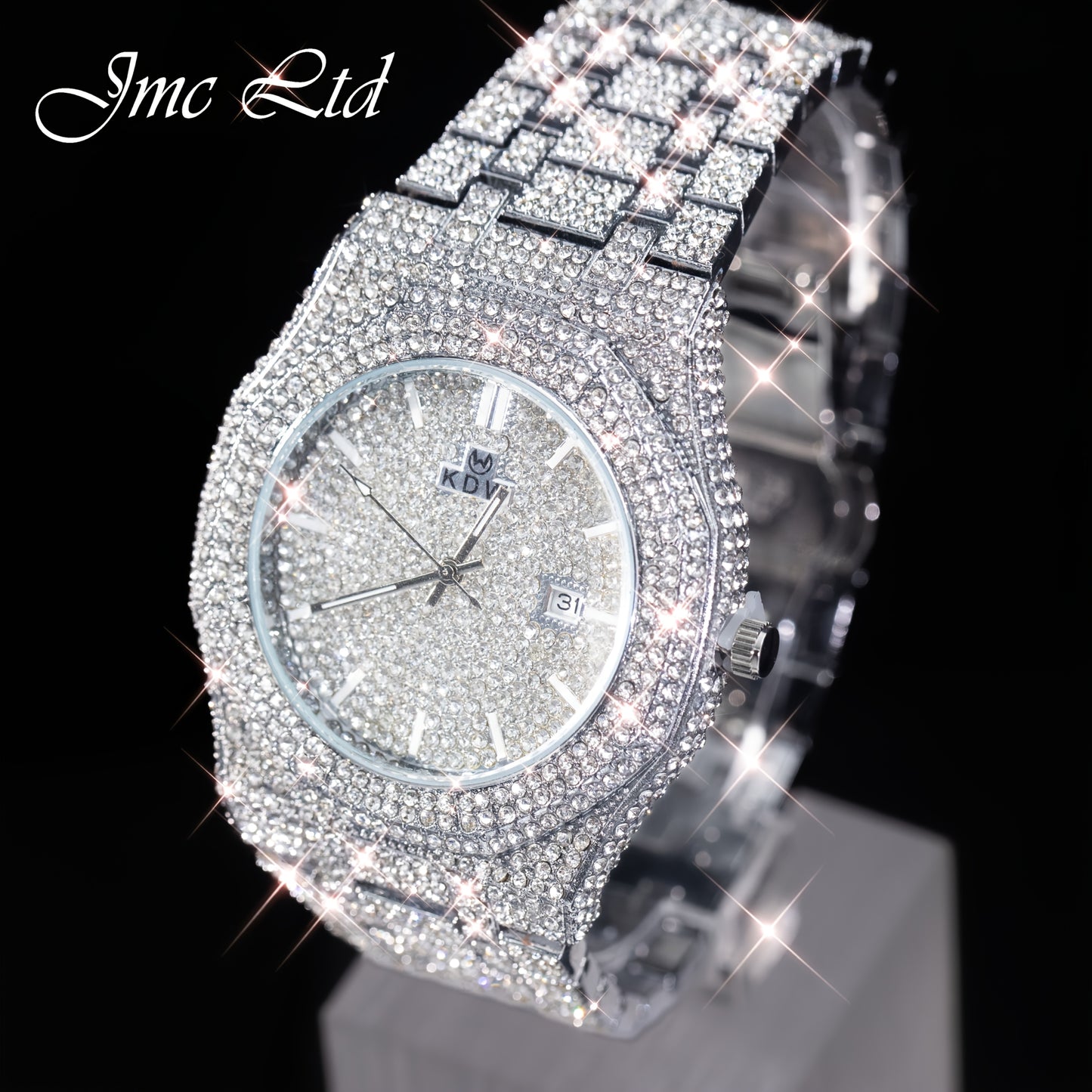 Luxury Hip Hop Bling Watch West Coast Style Rhinestone Wristwatch, High-End Glow-in-the-Dark Timepiece for Rappers, Christmas Valentine's Thanksgiving Gifts