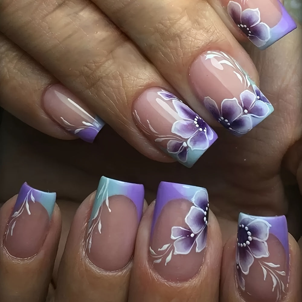 48pcs Cute Petals Creative Design Patch Nail Gradient Wearable Manicure Nail Art Patch Daily Party Holiday Party Great Choice Perfect Gift Giving