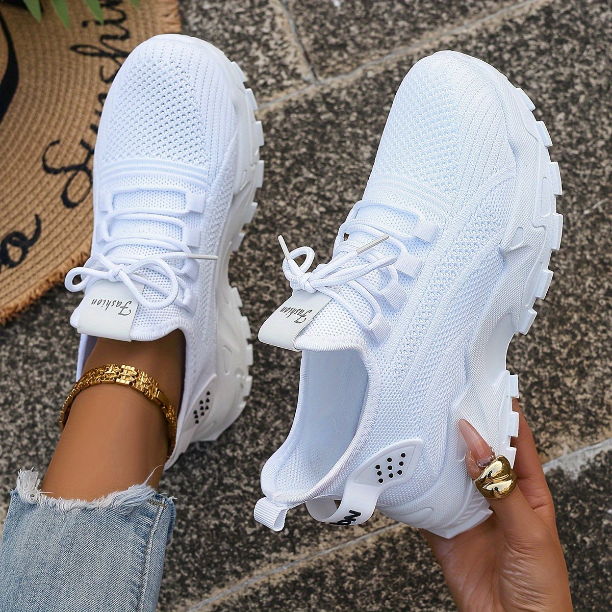Women'S Lightweight Athletic Shoes - Breathable Knit Running Sneakers, Soft Sole Low-Cut Design for All Seasons