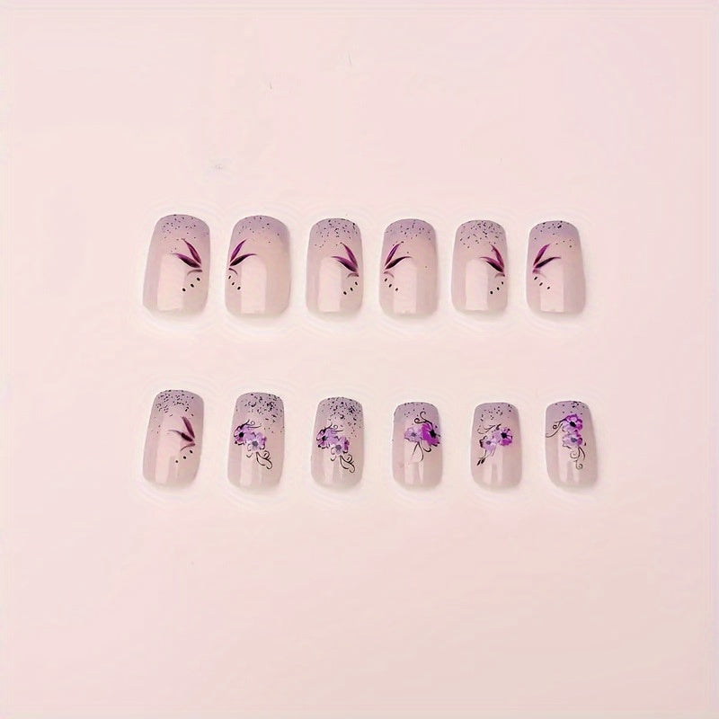48pcs Cute Petals Creative Design Patch Nail Gradient Wearable Manicure Nail Art Patch Daily Party Holiday Party Great Choice Perfect Gift Giving
