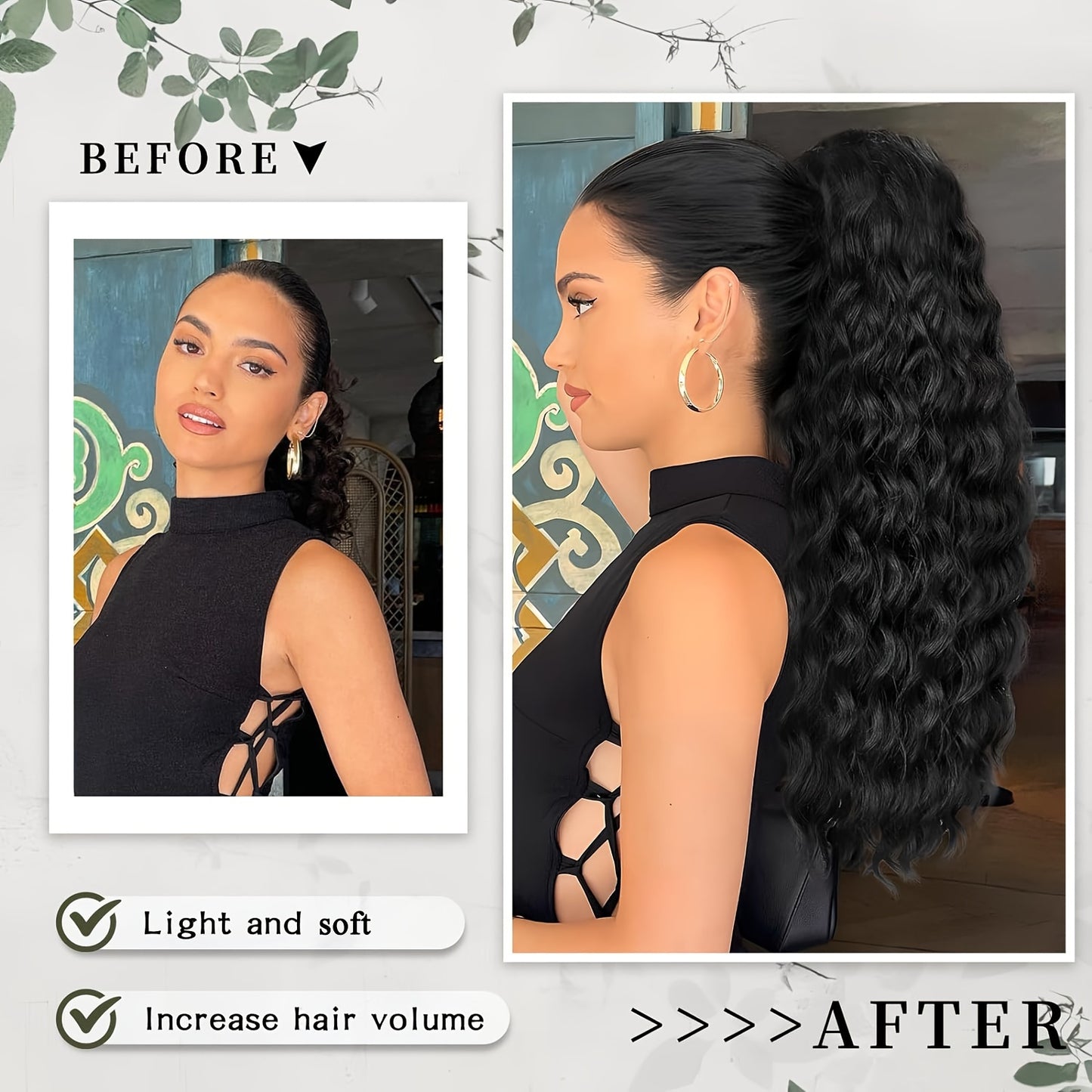 1Pcs Curly Ponytail Extension Drawstring Ponytail For Women Black Mixed Medium Auburn Curly Clip In Hair Extensions 20 Inch Ponytail Extension Synthetic Hairpiece For Daily Party