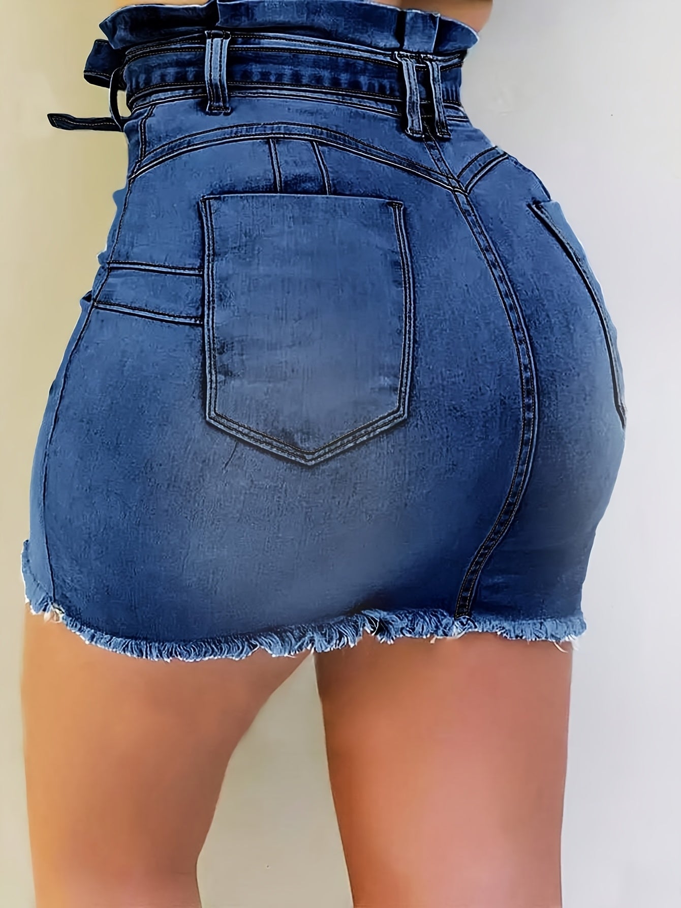 Women's Plus Size Curve Bow Tie Tight Fitting, Hip Lifting, High Waisted Denim Short Skirt