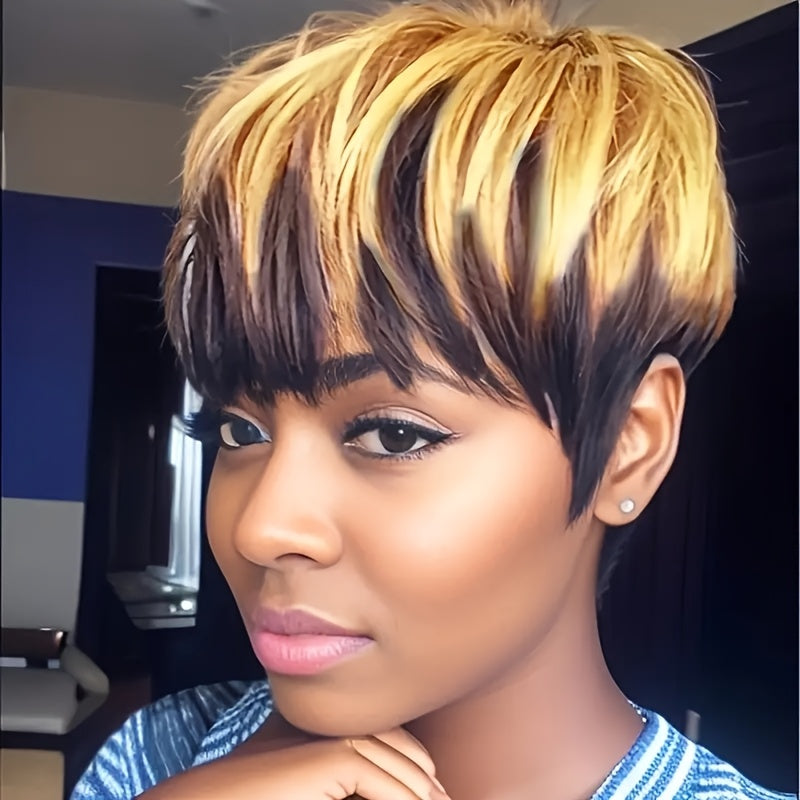 Pixie Cut Wig Short Wigs For Black Women Short Black Curly Pixie Cut Wigs Natural Black Wavy Synthetic Hair Short Wig With Bangs Pixie Wig For Women