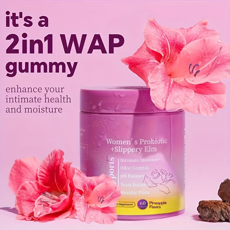 60 Women'S Probiotic Gummies 2-in-1 With Smooth Leaf Heather, 4 Probiotics PH Balanced - Delicious Gummy Dietary Supplement, Women'S Health Care | High Quality Formula, Fruity Gummies