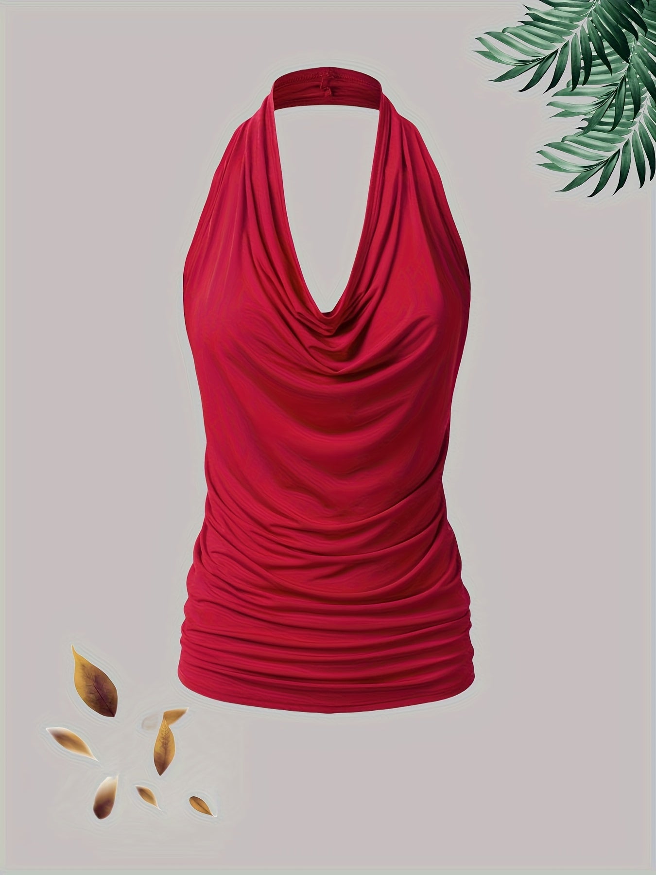 New Fashion Women'S Casual Solid Color Halter Neck Large Size Vest Four-piece Set