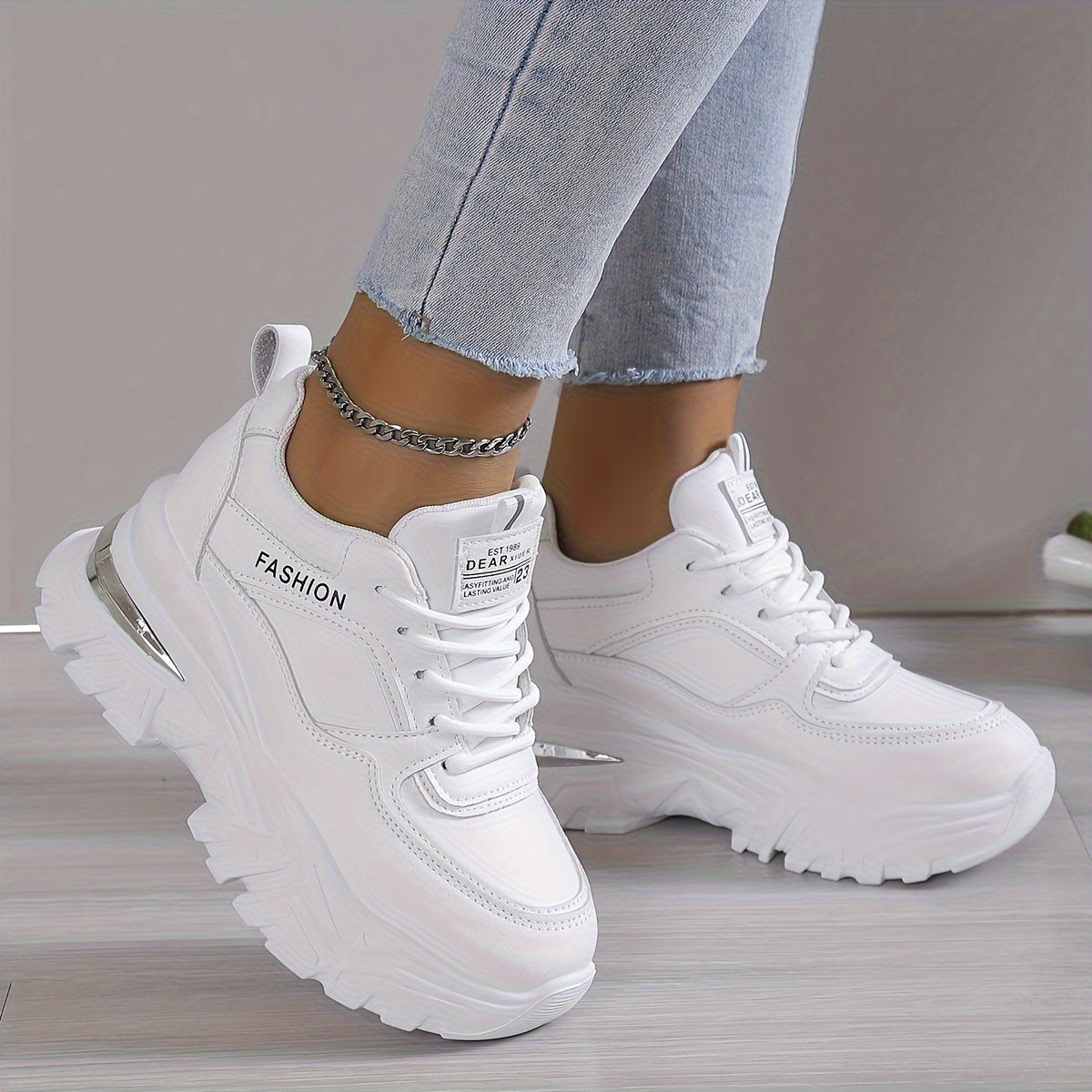 Women'S Platform Sneaker, Fashion Lace-up Outdoor Shoes, Comfortable Low-Top Sneaker