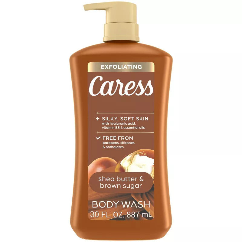 Caress Shea Butter & Brown Sugar Exfoliating Body Wash for Women - 30 fl oz