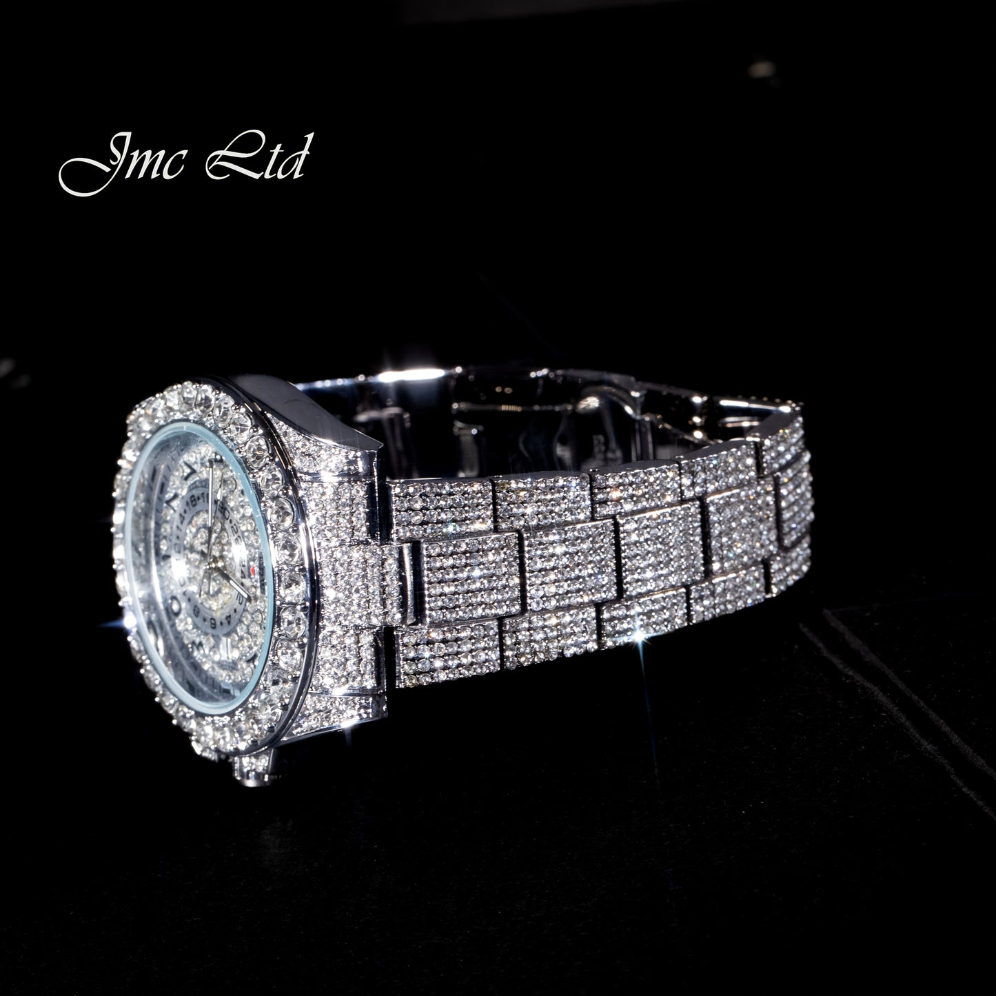 Luxury Hip Hop Rhinestone Watch for Men - West Coast Style Mechanical Automatic Wristwatch with Glowing Dial, Rhinestone-Studded Band & No Battery Needed - Perfect Christmas Valentine's Thanksgiving Gifts for Him, Statement J