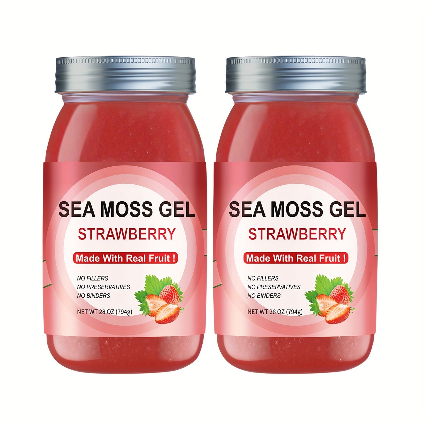 All-age Use, Raw Irish Sea Moss Strawberry Flavor Sea Moss Gel True Strawberry Flavor Sea Moss Gel Raw Sea Moss Gel, Nutritional Supplement, NET WT 28oz, Rich In Minerals & Vitamins