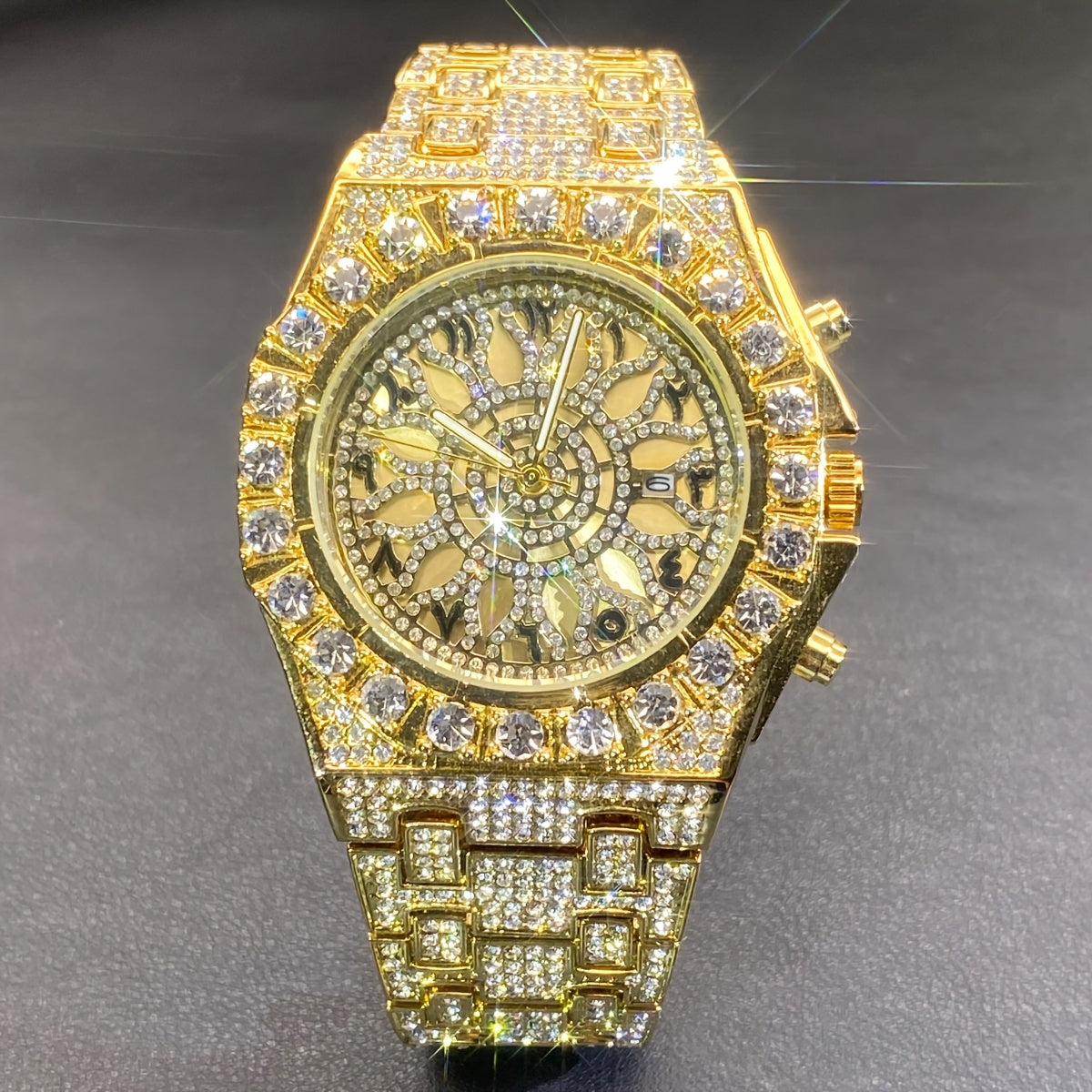 MISS FOX Luxury Rhinestone Quartz Watch for Men & Women - Hollow Double Layer Dial, Glow-in-the-Dark Hands, Alloy Case