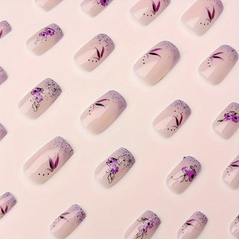 48pcs Cute Petals Creative Design Patch Nail Gradient Wearable Manicure Nail Art Patch Daily Party Holiday Party Great Choice Perfect Gift Giving
