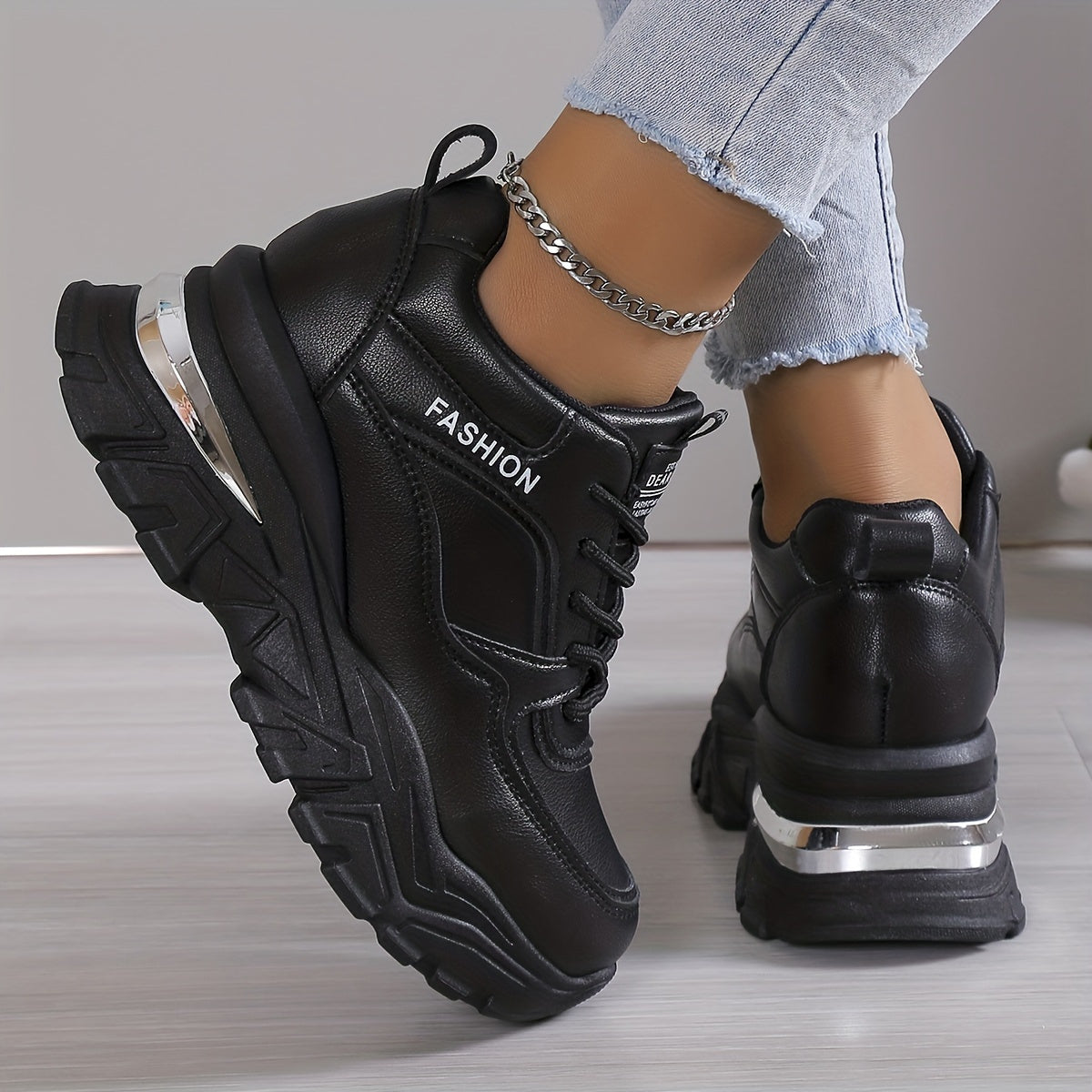 Women'S Platform Sneaker, Fashion Lace-up Outdoor Shoes, Comfortable Low-Top Sneaker