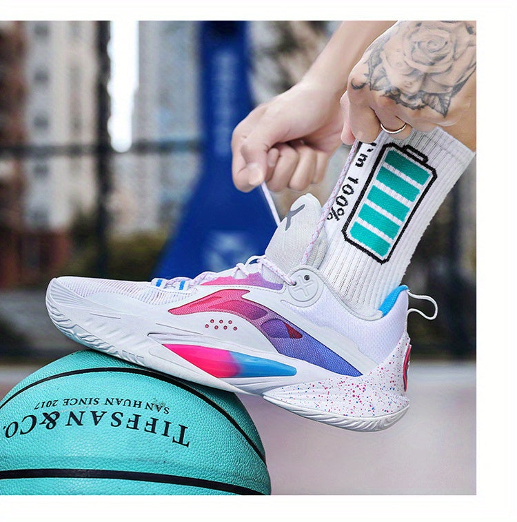 Phantom Cherry Blossom 2025 Men's & Women's Mid-Top Basketball Shoes - Breathable Shock-Absorbing Training Sneakers with Anti-Slip Rubber Sole, Wear-Resistant PU/Fabric Upper for Spring Summer Sports, High Top Sneakers, Shock