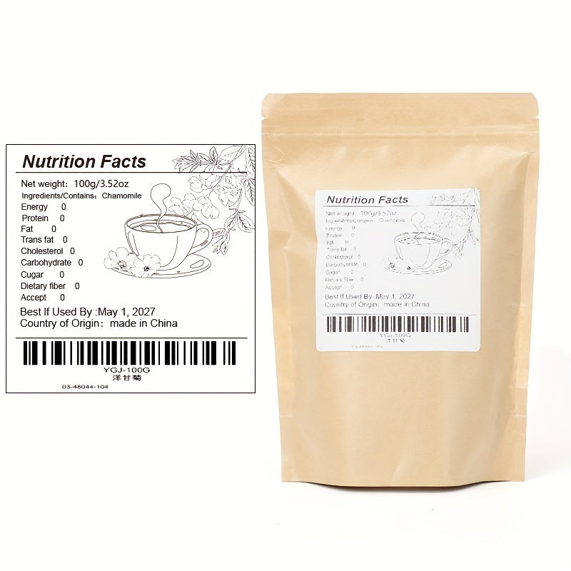 Chamomile, 100g/3.52oz, Dried Chamomile Tea Loose Leaf, Edible Culinary Chamomile Herb, Suitable for Drinking and Cooking, 3.5 Bulk Kraft Paper Packaging, Resealable, Herbal Tea