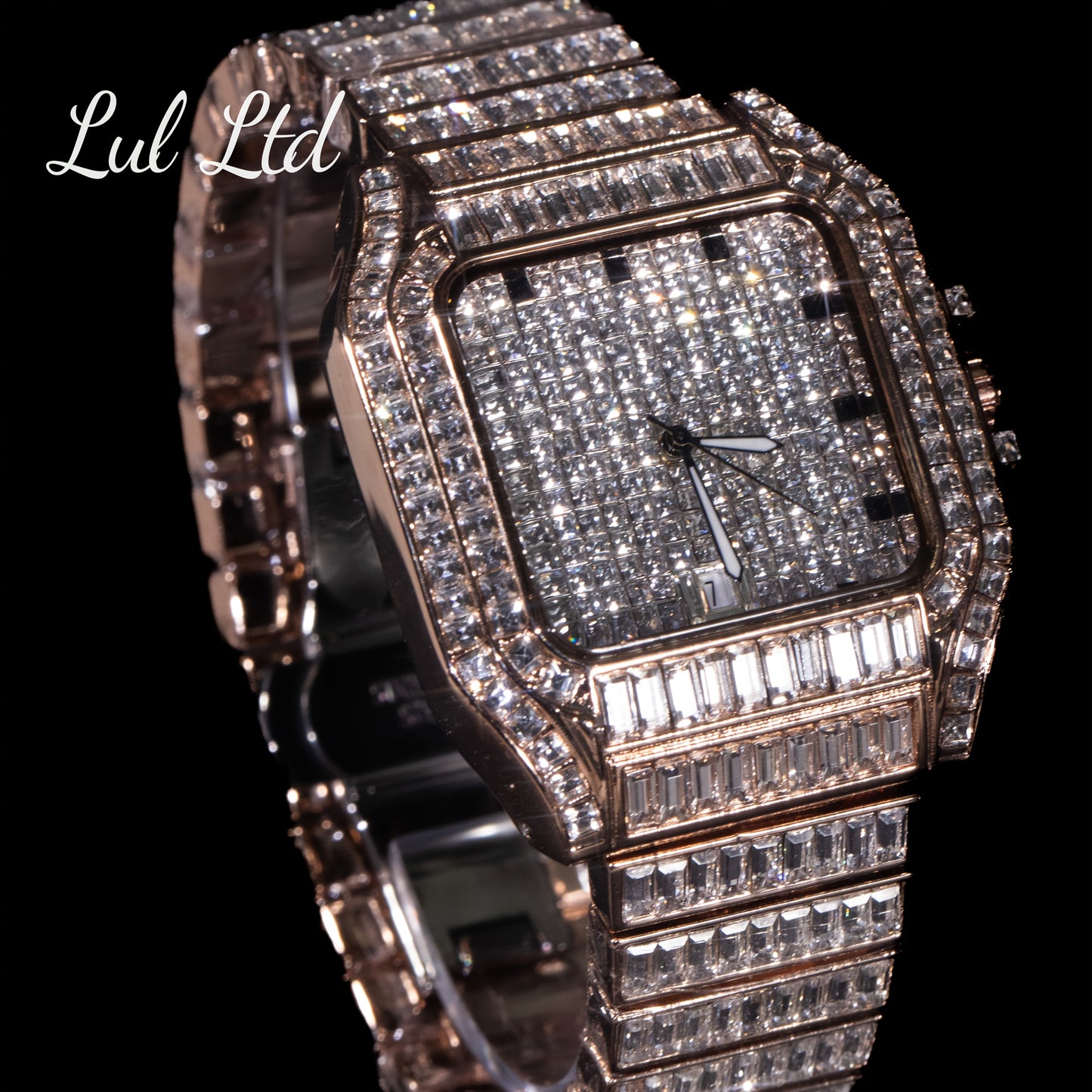 Luxury Hip Hop Square Watch Full Rhinestone Stage Performance Wristwatch, Geometric Glow-in-the-Dark Dress Watch for Christmas Thanksgiving Valentine's Gifts