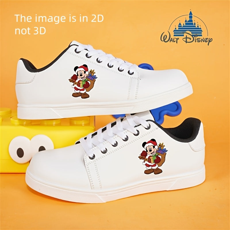 Disney Minnie Mouse Series Sneakers - Cute Print Low-Top Casual Shoes with Round Toe, Lightweight Microfiber Upper & EVA Sole, Perfect for Outdoor Activities, Family Gatherings, and Holiday Gifts, Black and White Styles Avail