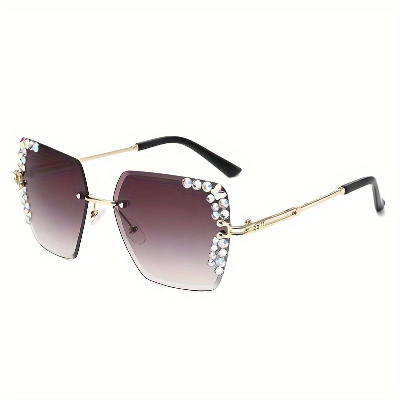 A pair of fashionable ladies frameless gradual change lens glasses, casual starry sky shining design
