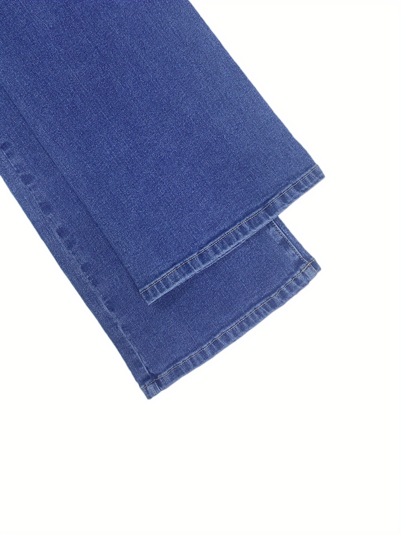 Women'S Y2K Streetwear Low-Rise Flare Jeans - Stretch Denim with Geometric Pocket Design, Long Length, Black & White Contrast, All-Season Comfort Fit, Streetwear Fashion | Y2K Fashion | Stretch Denim Jeans